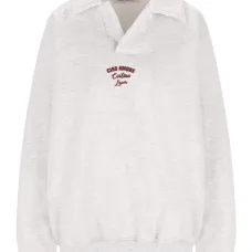 Свитшот с вышивкой и воротником поло