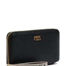 Кожаный кошелек на молнии с табличкой-логотипом