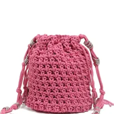 Вязаная сумка-ведро на кулиске