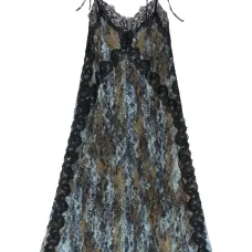 Миди-платье с змеиным принтом и кружевной отделкой Миди-платье с змеиным принтом и кружевной отделкой