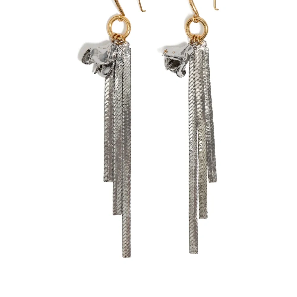 Серьги с кисточками из латуни