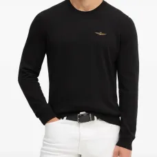 Свитер с вышитым логотипом и круглым вырезом