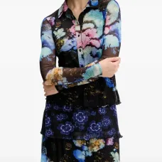 Мини-платье с цветочным принтом и плиссировкой