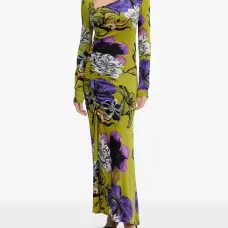 Макси-платье с цветочным принтом и сборками