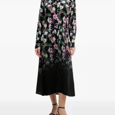 Миди-платье с цветочным принтом и поясом