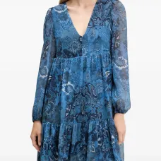 Многослойное мини-платье с узором "пейсли"