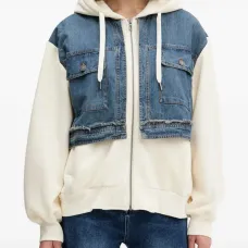 Джинсовый свитшот с капюшоном и карманом