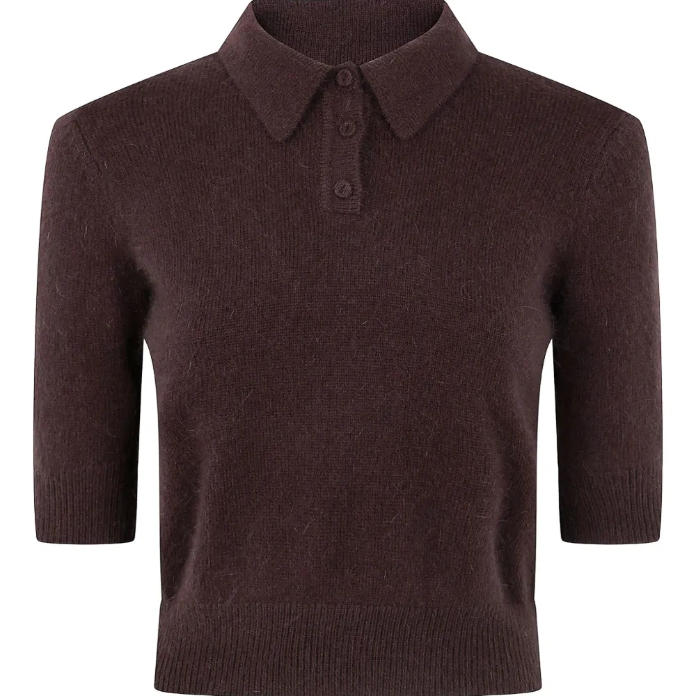 Топ с короткими рукавами и воротником-поло Топ с короткими рукавами и воротником-поло