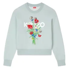 Свитер с круглым вырезом и цветочной вышивкой