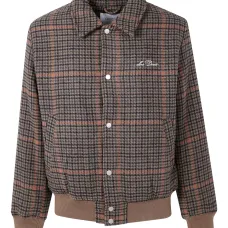 Бомбер из шерсти с узором "гусиная лапка"