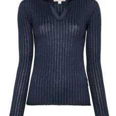 Вязаный топ-поло в рубчик