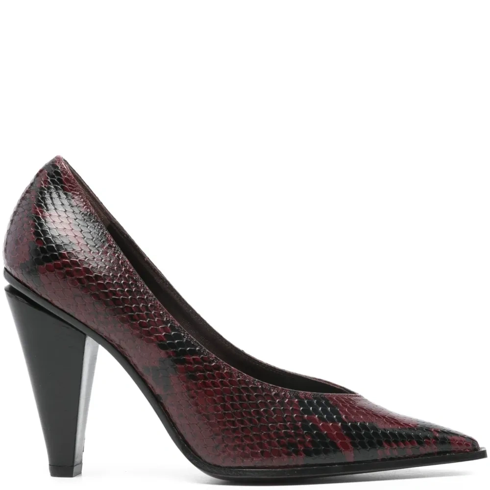 Туфли-лодочки с заострённым носком и принтом под змеиную кожу