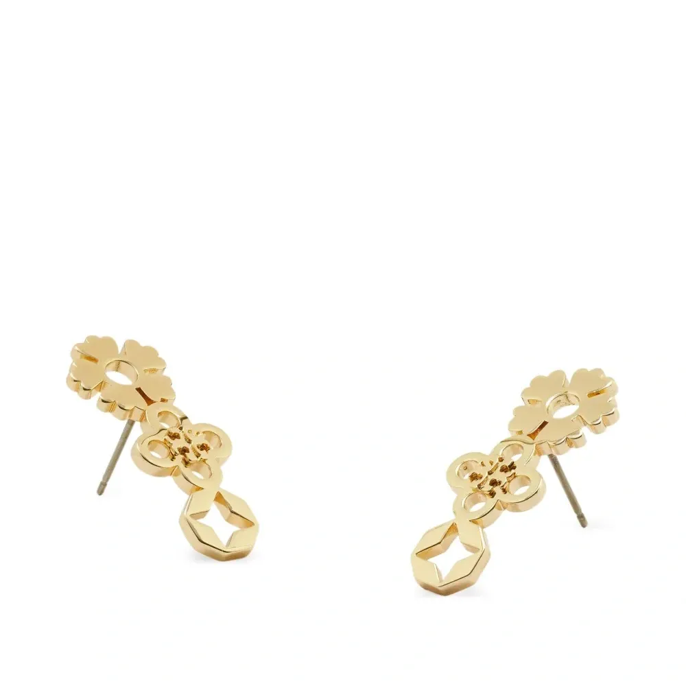 Серьги-гвоздики с цветочным шестиугольником