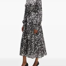 Платье миди с анималистичным принтом и поясом
