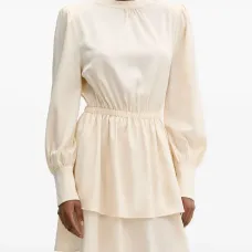 Платье мини с длинными рукавами и сборками