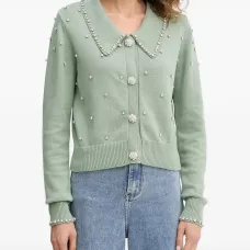 Кардиган с декорированным воротником