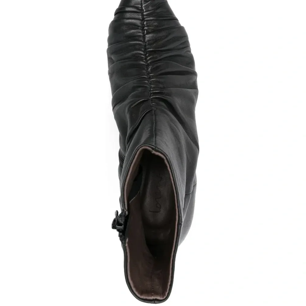 Ботильоны на каблуке 50 мм с заострённым носком и плиссировкой