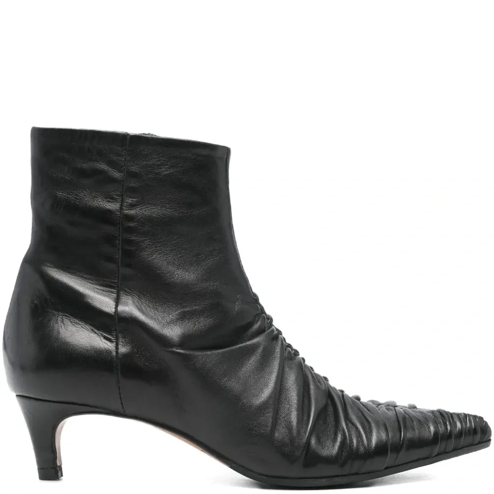 Ботильоны на каблуке 50 мм с заострённым носком и плиссировкой