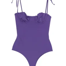 Слитный купальник с драпировкой и завязками на бретелях