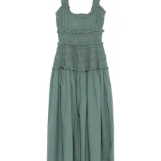 Миди-платье с оборками и круглым вырезом Миди-платье с оборками и круглым вырезом