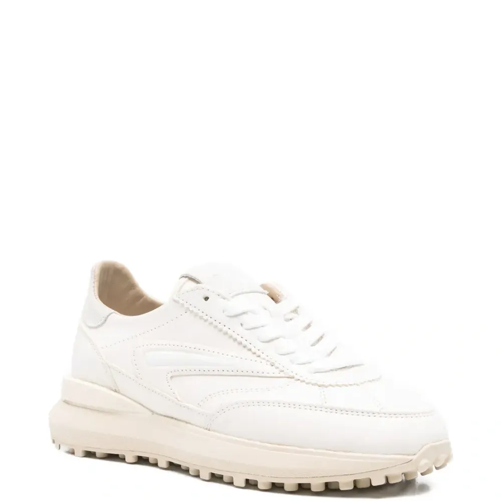 Кожаные низкие кеды на шнуровке