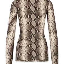 Топ с высоким воротником и принтом под змеиную кожу