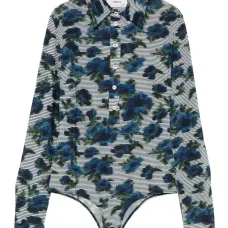 Боди с цветочным принтом и воротником