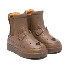 Кожаные ботинки с мордочкой медведя