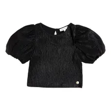 Топ с объемными рукавами и эффектом металлик