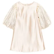 Платье с бантом и рукавами с пайетками