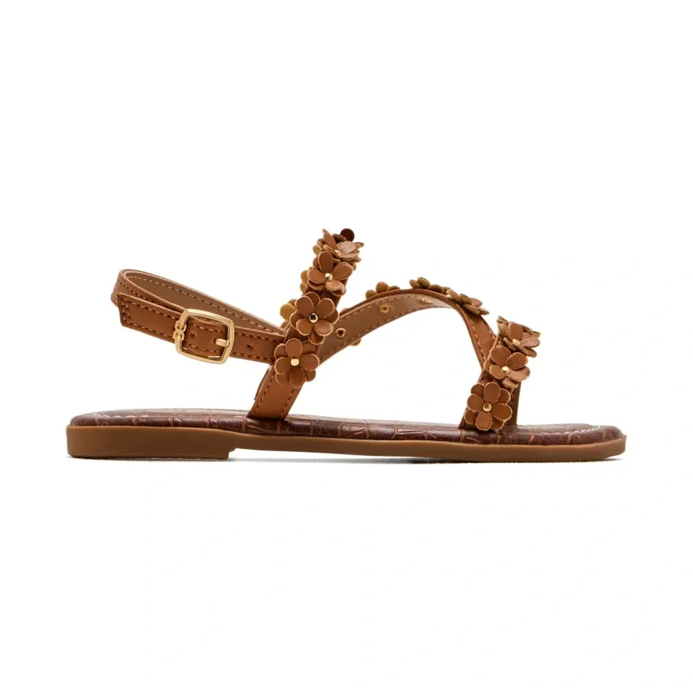 Босоножки с пряжкой, украшенные цветами