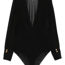 Боди с плиссированными вставками и манжетами на пуговицах Боди с плиссированными вставками и манжетами на пуговицах