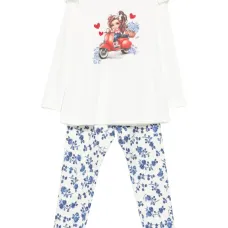 Футболка и леггинсы с цветочным принтом и отделкой оборками