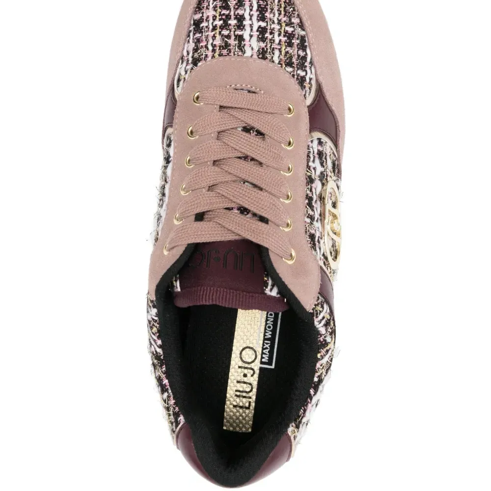 Кроссовки на платформе с твидовыми вставками