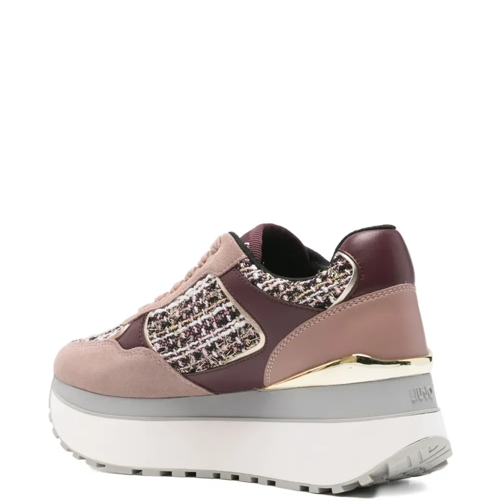 Кроссовки на платформе с твидовыми вставками