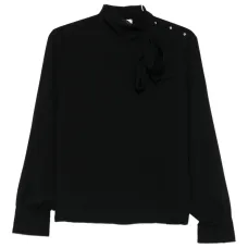 Блузка с высоким воротом и декоративными пуговицами Блузка с высоким воротом и декоративными пуговицами