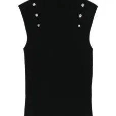 Топ с высоким воротом, украшенный кристаллами