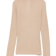 Топ с высоким воротом в рубчик