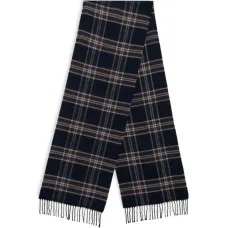 Шарф из шерсти в клетку с бахромой