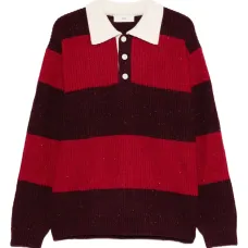 Полосатый свитер с воротником-поло