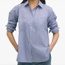 Полосатая рубашка с заостренным воротником