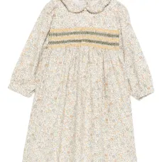 Сарафан с отделкой "смок" и воротником Питер Пэн