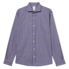 Хлопковая рубашка в клетку с отложным воротником