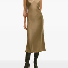 Платье миди с V-образным вырезом