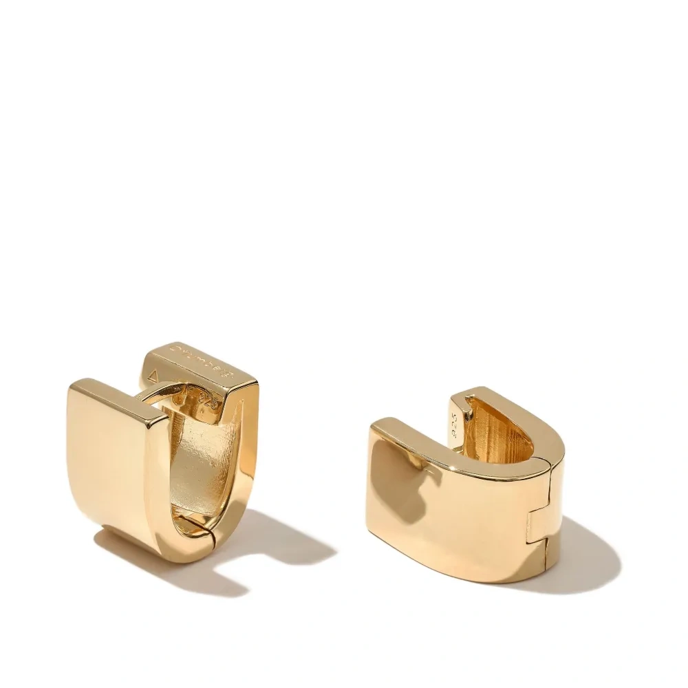 Массивные квадратные серьги из позолоченного серебра