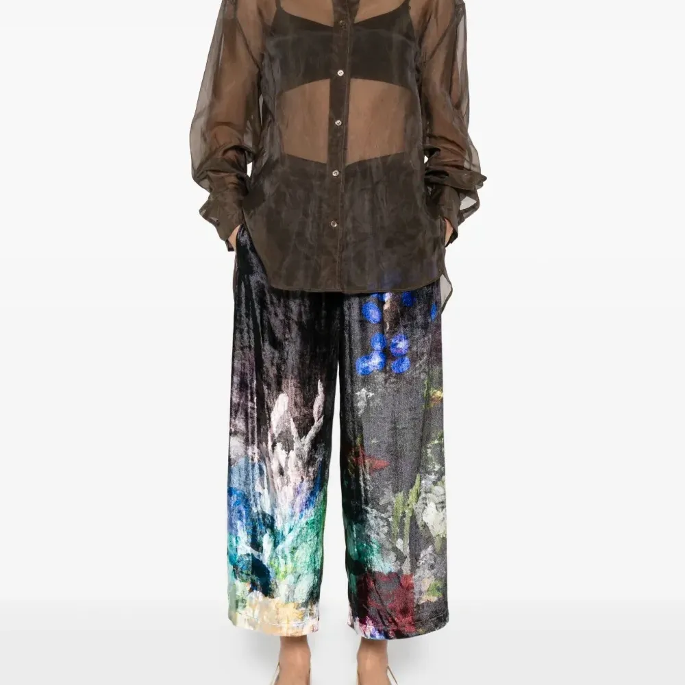 Брюки с принтом и завязками