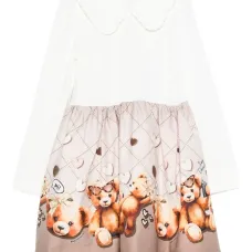 Платье с принтом "медвежонок" и воротником Питера Пэна Платье с принтом "медвежонок" и воротником Питера Пэна