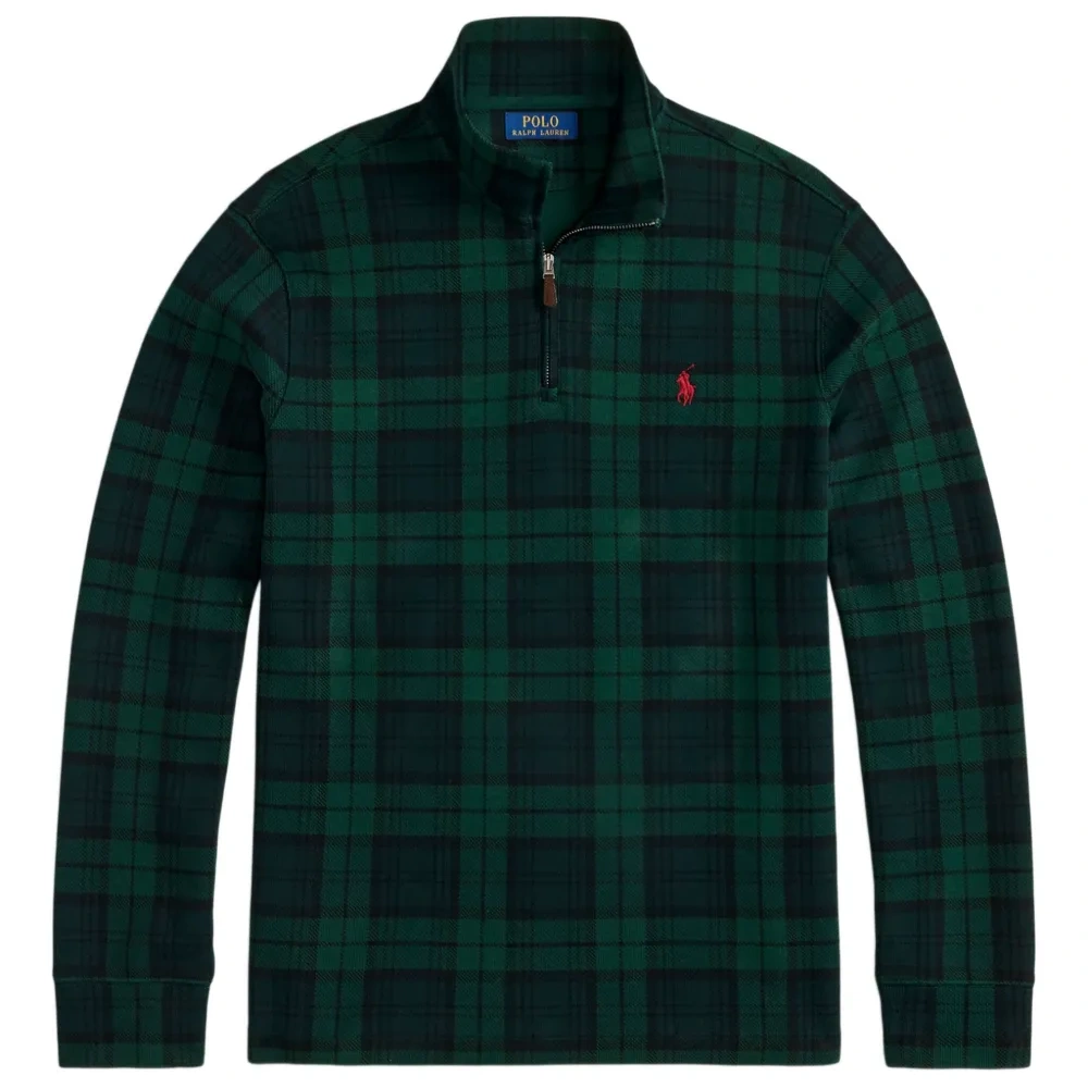 Клетчатый свитер с воротником на молнии