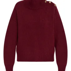 Свитер с высоким воротом и деталями на плечах