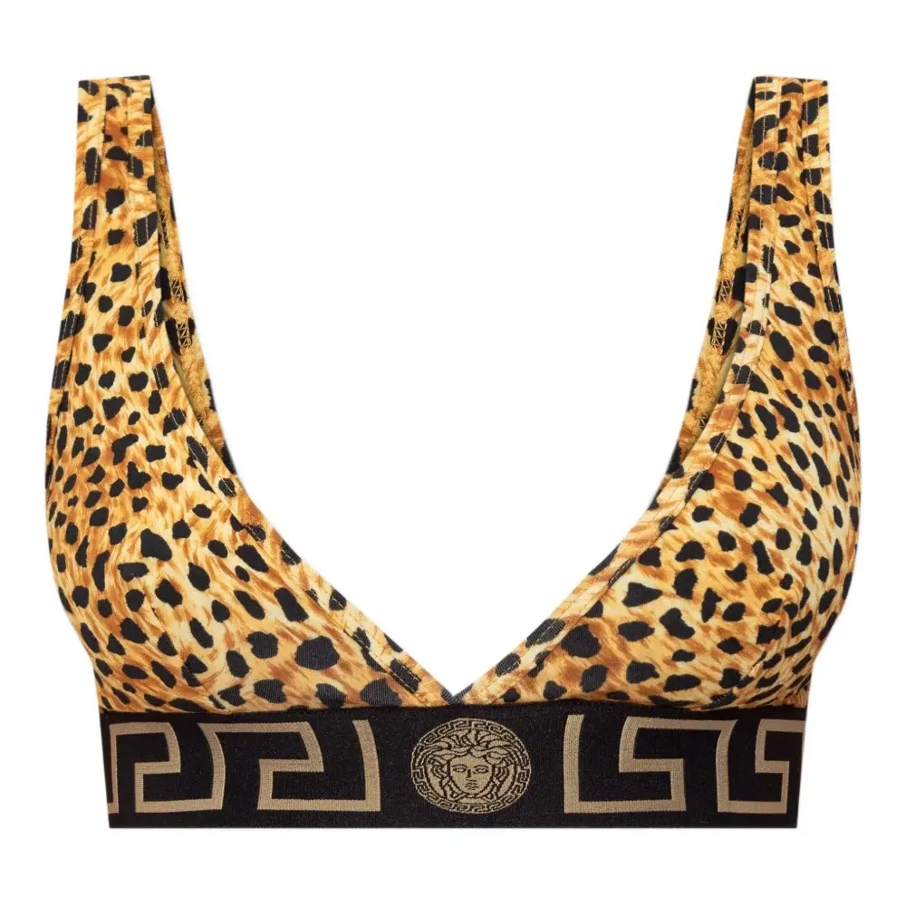 Лиф с леопардовым принтом и брендированной полосой